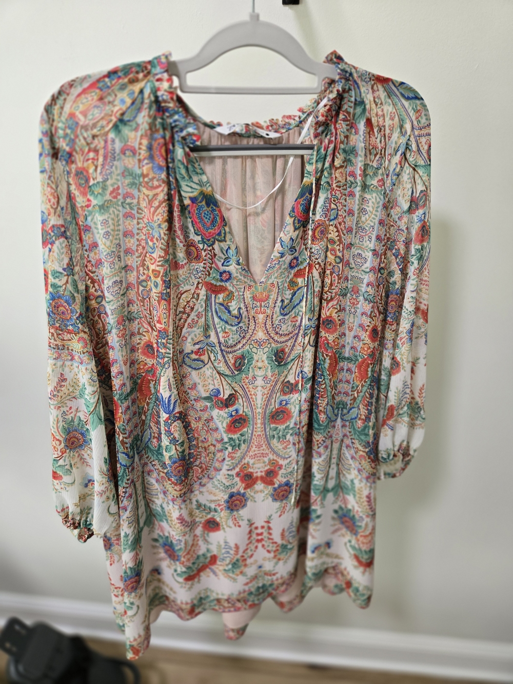 Zara Multicolor Paisley V-Neck Tunic Top